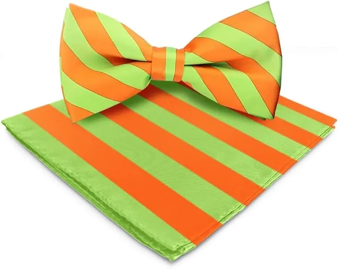 Vittorio Farina Men's Striped Satin Bow Tie & Pocket Square in Gift Box