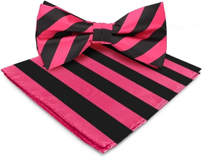 Vittorio Farina Men's Striped Satin Bow Tie & Pocket Square in Gift Box