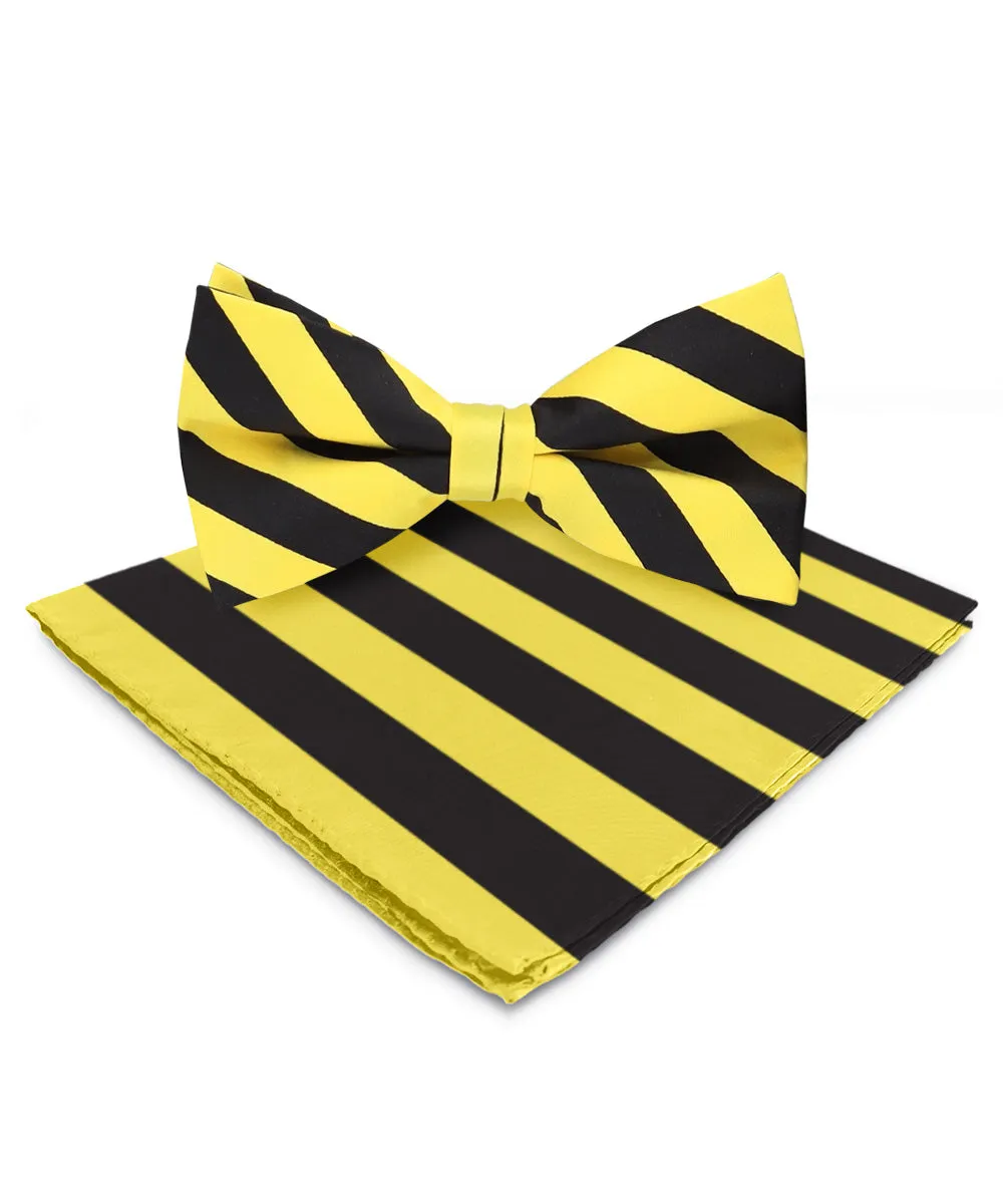 Vittorio Farina Men's Striped Satin Bow Tie & Pocket Square in Gift Box