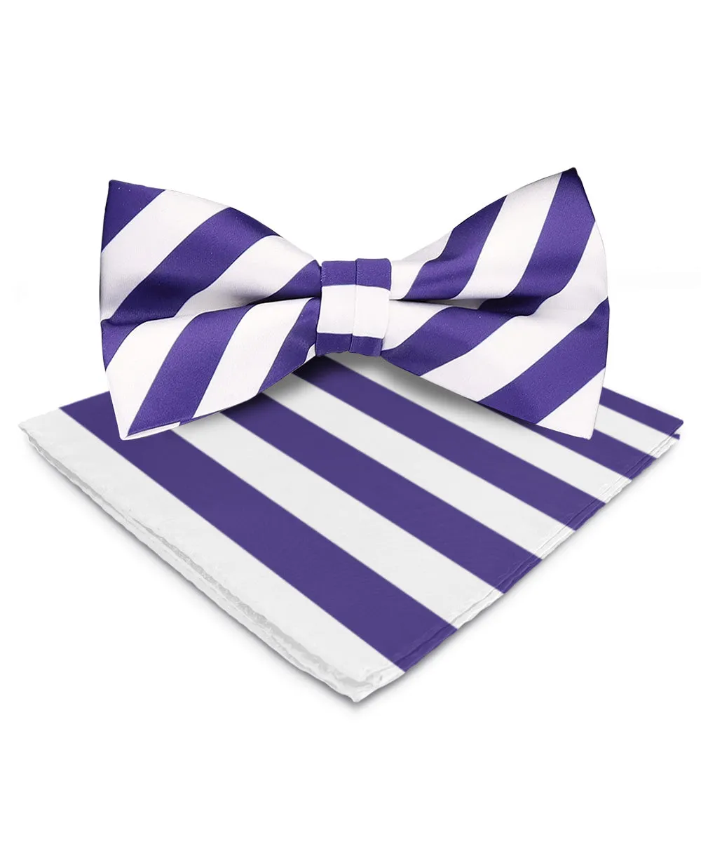 Vittorio Farina Men's Striped Satin Bow Tie & Pocket Square in Gift Box