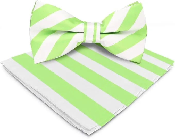 Vittorio Farina Men's Striped Satin Bow Tie & Pocket Square in Gift Box