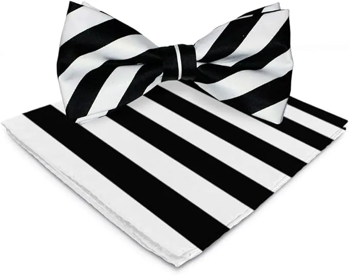 Vittorio Farina Men's Striped Satin Bow Tie & Pocket Square in Gift Box