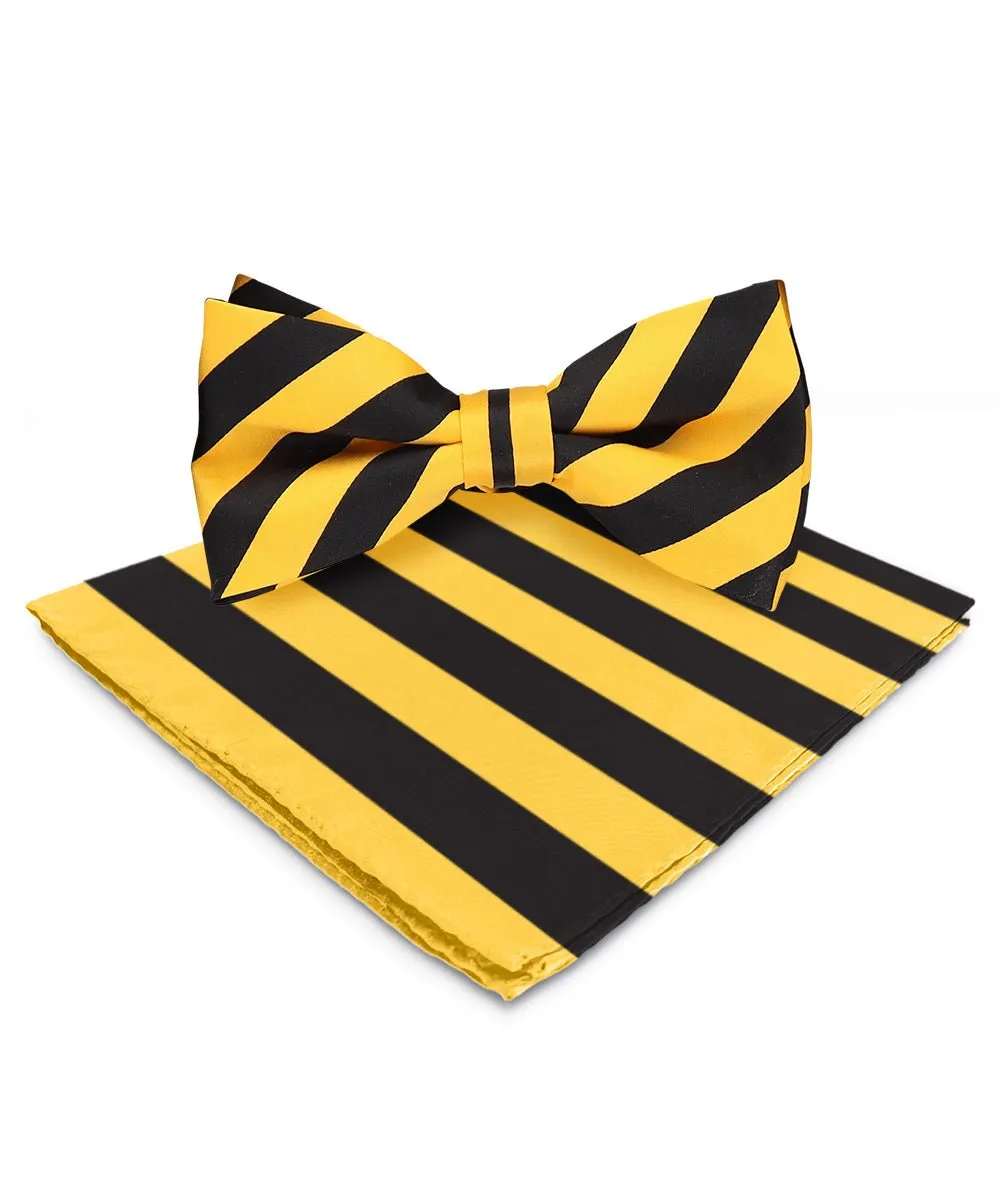 Vittorio Farina Men's Striped Satin Bow Tie & Pocket Square in Gift Box