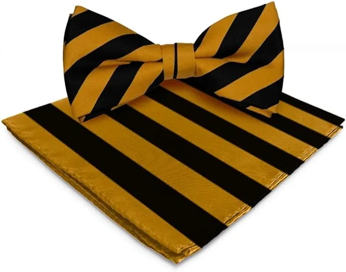 Vittorio Farina Men's Striped Satin Bow Tie & Pocket Square in Gift Box