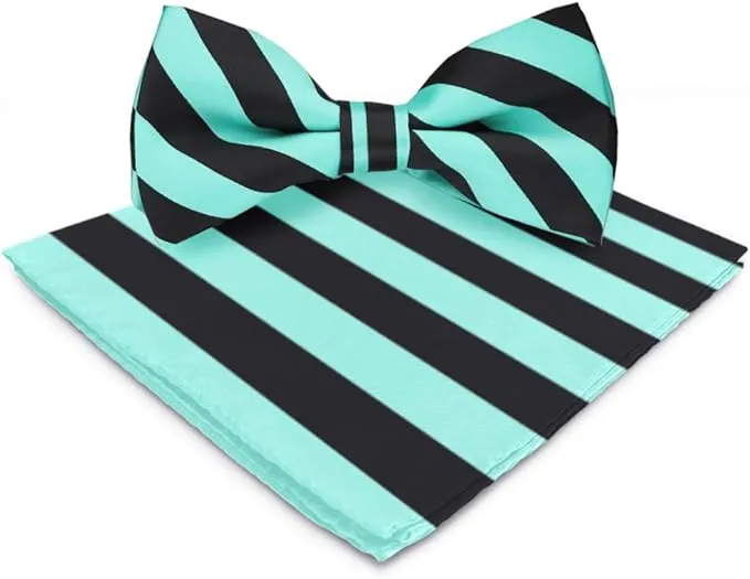 Vittorio Farina Men's Striped Satin Bow Tie & Pocket Square in Gift Box