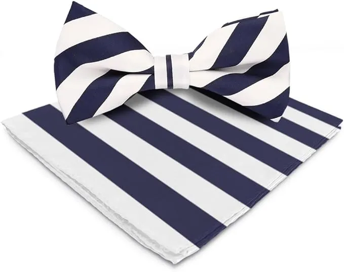 Vittorio Farina Men's Striped Satin Bow Tie & Pocket Square in Gift Box