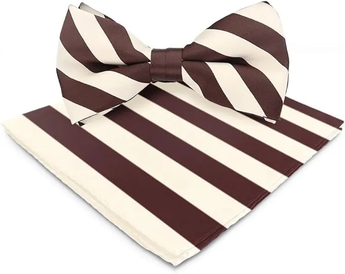 Vittorio Farina Men's Striped Satin Bow Tie & Pocket Square in Gift Box