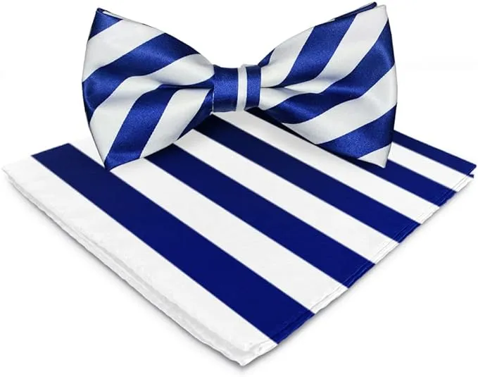 Vittorio Farina Men's Striped Satin Bow Tie & Pocket Square in Gift Box