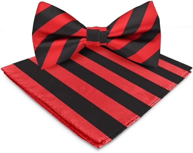 Vittorio Farina Men's Striped Satin Bow Tie & Pocket Square in Gift Box