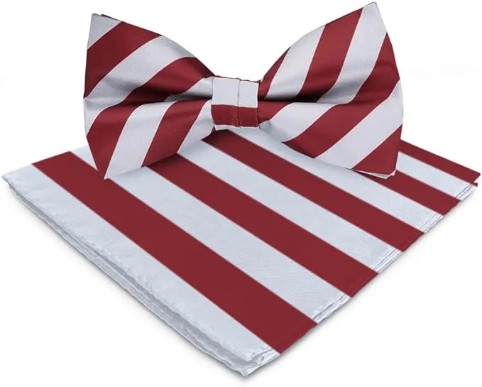 Vittorio Farina Men's Striped Satin Bow Tie & Pocket Square in Gift Box