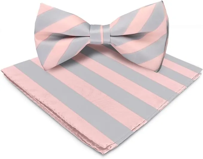 Vittorio Farina Men's Striped Satin Bow Tie & Pocket Square in Gift Box