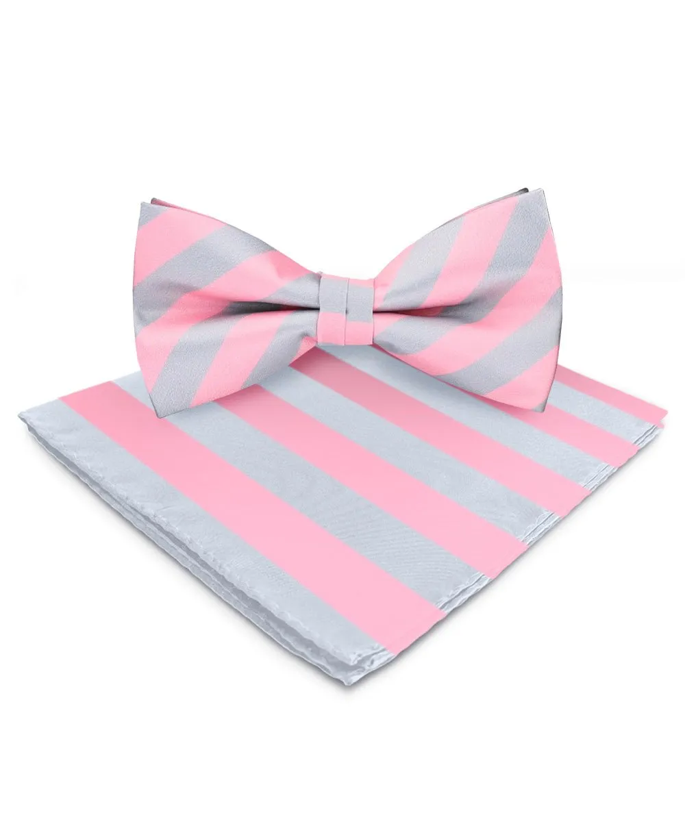 Vittorio Farina Men's Striped Satin Bow Tie & Pocket Square in Gift Box