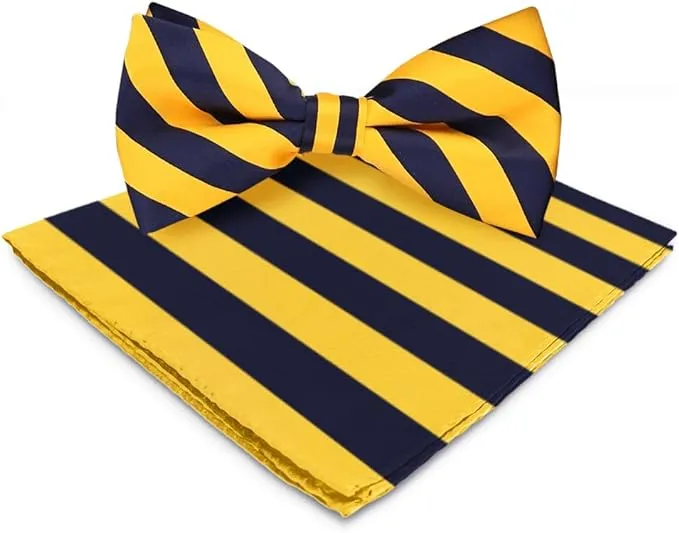 Vittorio Farina Men's Striped Satin Bow Tie & Pocket Square in Gift Box