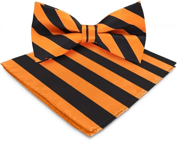 Vittorio Farina Men's Striped Satin Bow Tie & Pocket Square in Gift Box