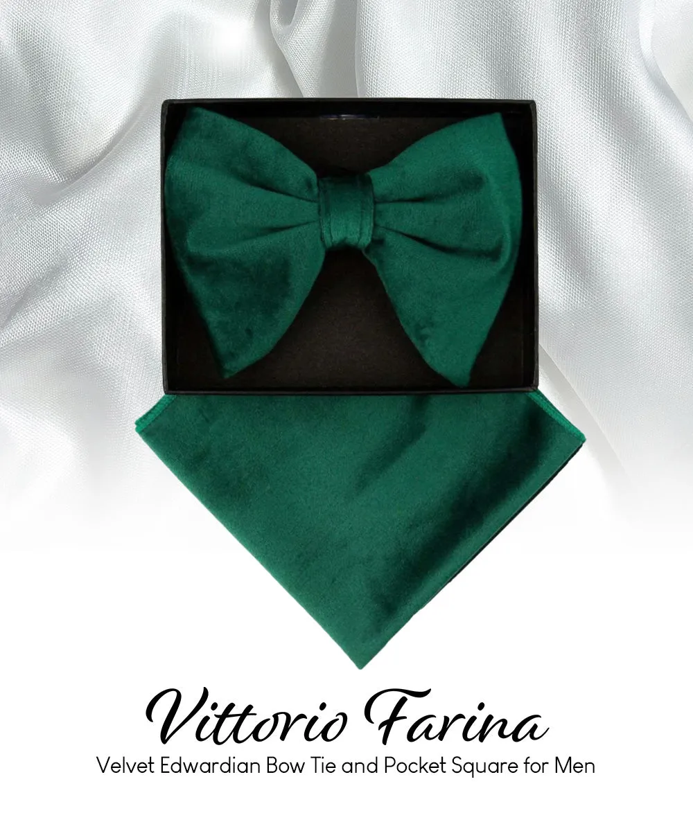 Vittorio Farina Men's Velvet Teardrop Bow Tie & Pocket Square in Gift Box