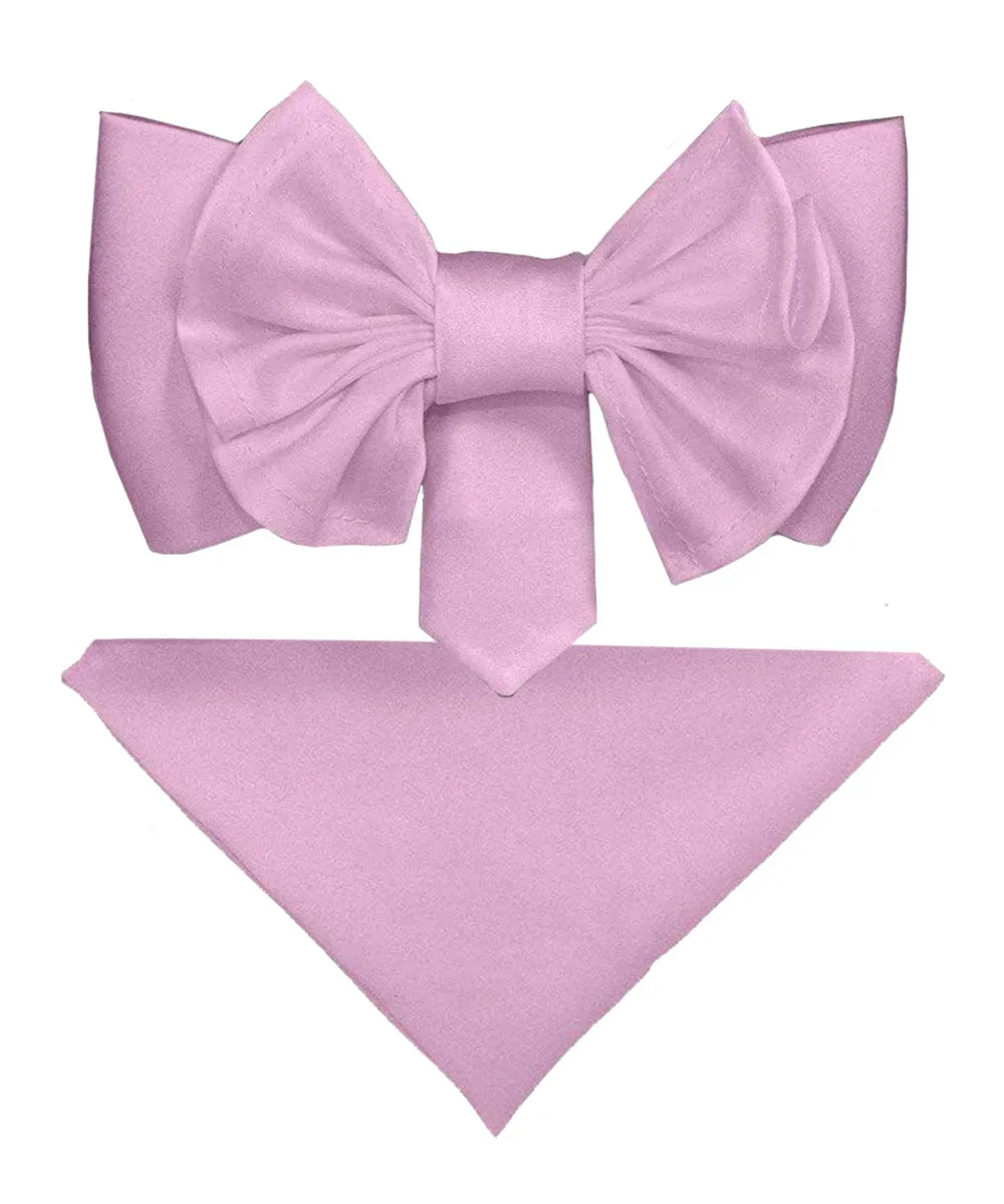 Vittorio Farina Men's XL Solid Satin Bow Tie & Pocket Square in Gift Box