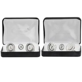 Vittorio Vico Bling Initial Cufflinks & Tie Tack Set in Gift Box