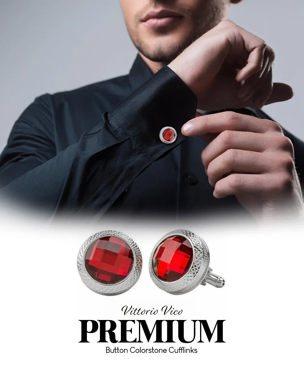 Vittorio Vico Button Colorstone Cufflinks: CL18XX Series