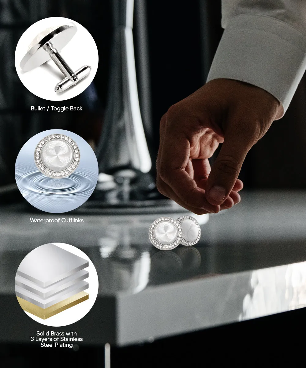 Vittorio Vico Discus Crystal Colorstone Bling Cufflinks: CL11XX Series