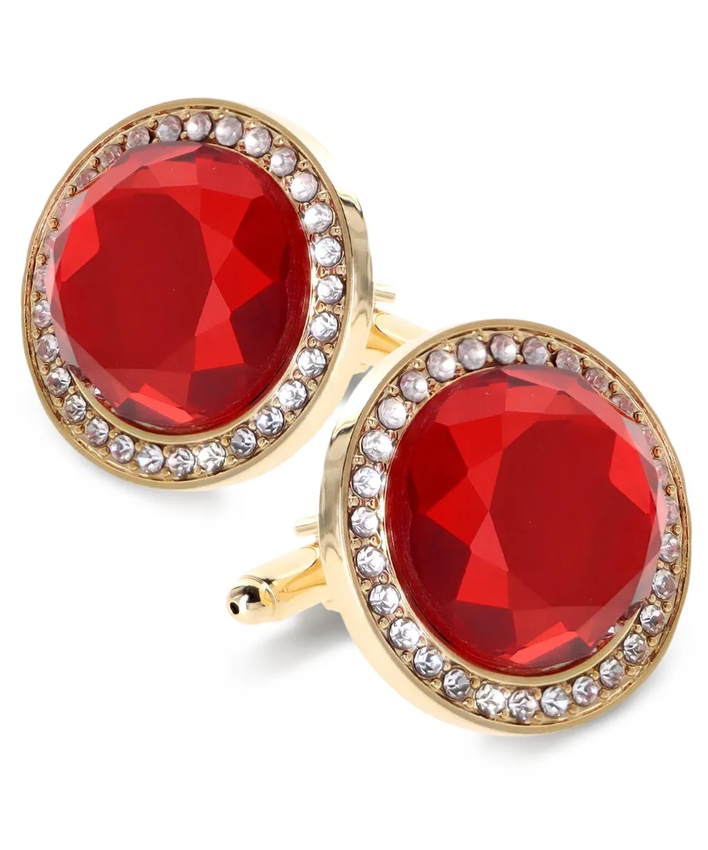 Vittorio Vico Discus Crystal Colorstone Bling Cufflinks: CL11XX Series