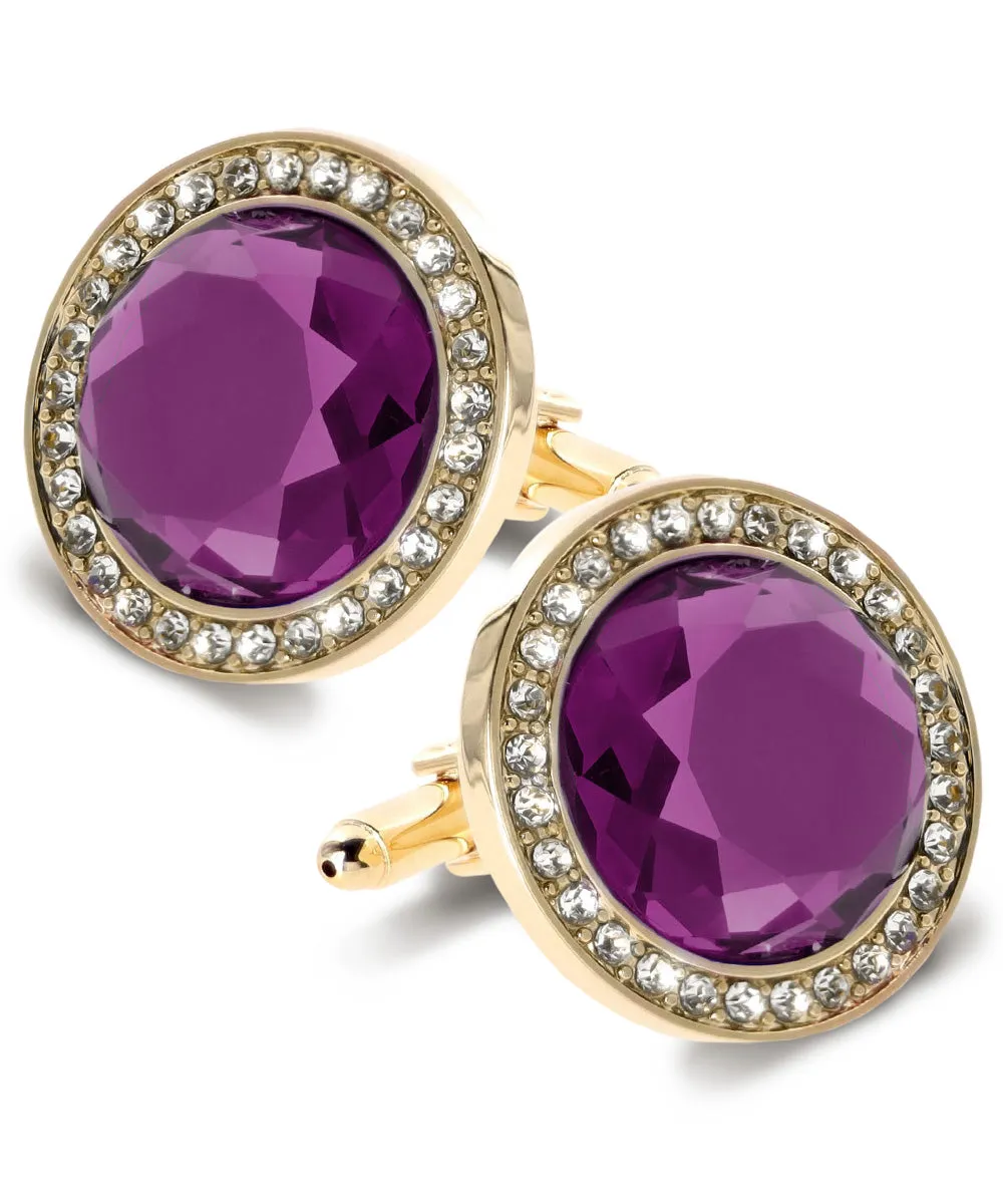 Vittorio Vico Discus Crystal Colorstone Bling Cufflinks: CL11XX Series