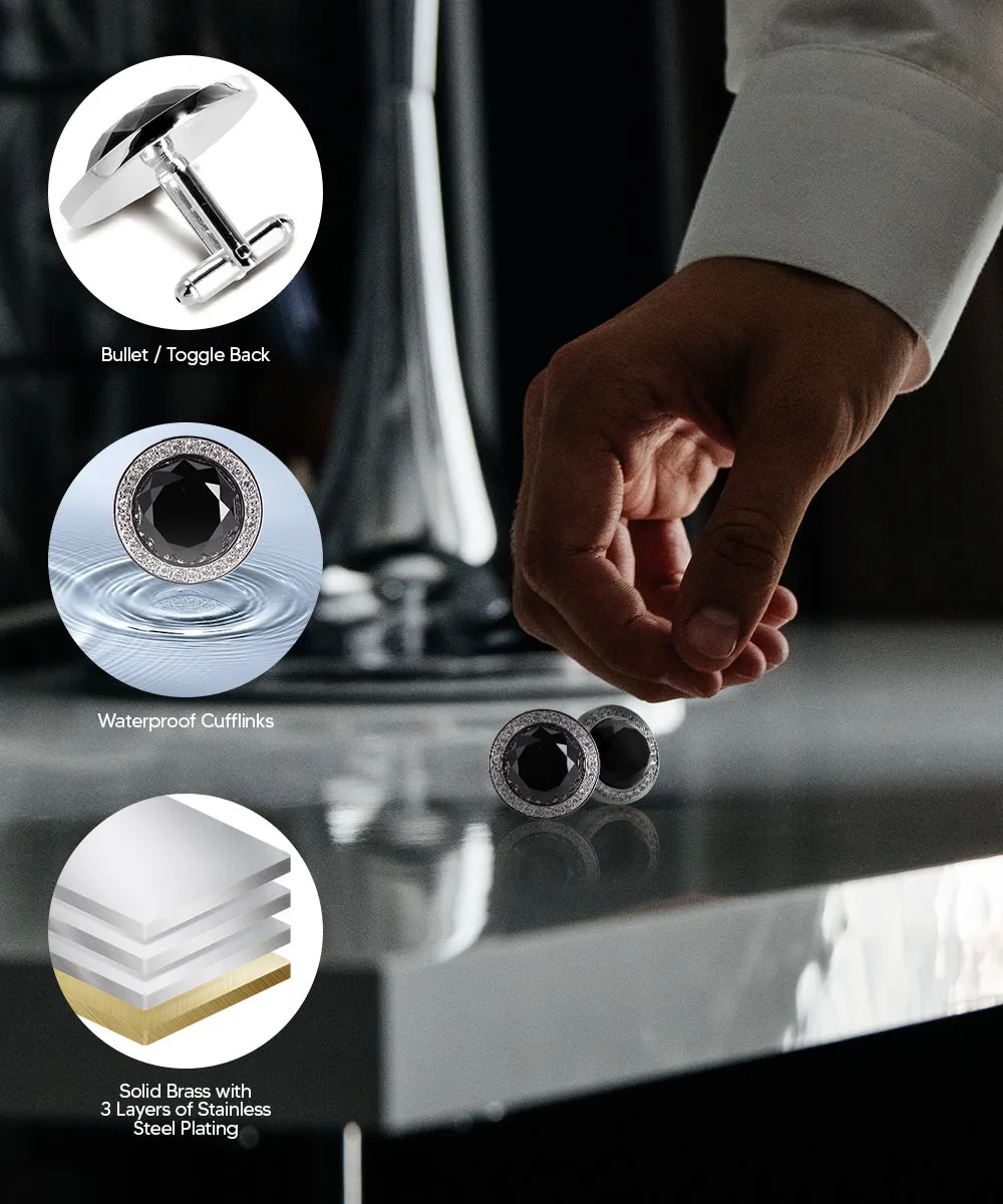 Vittorio Vico Discus Crystal Colorstone Bling Cufflinks: CL11XX Series