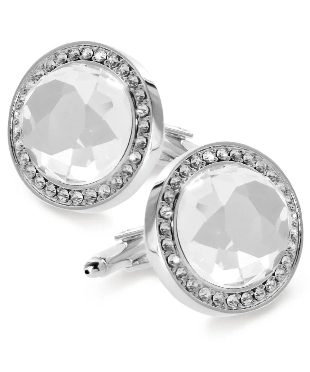 Vittorio Vico Discus Crystal Colorstone Bling Cufflinks: CL11XX Series