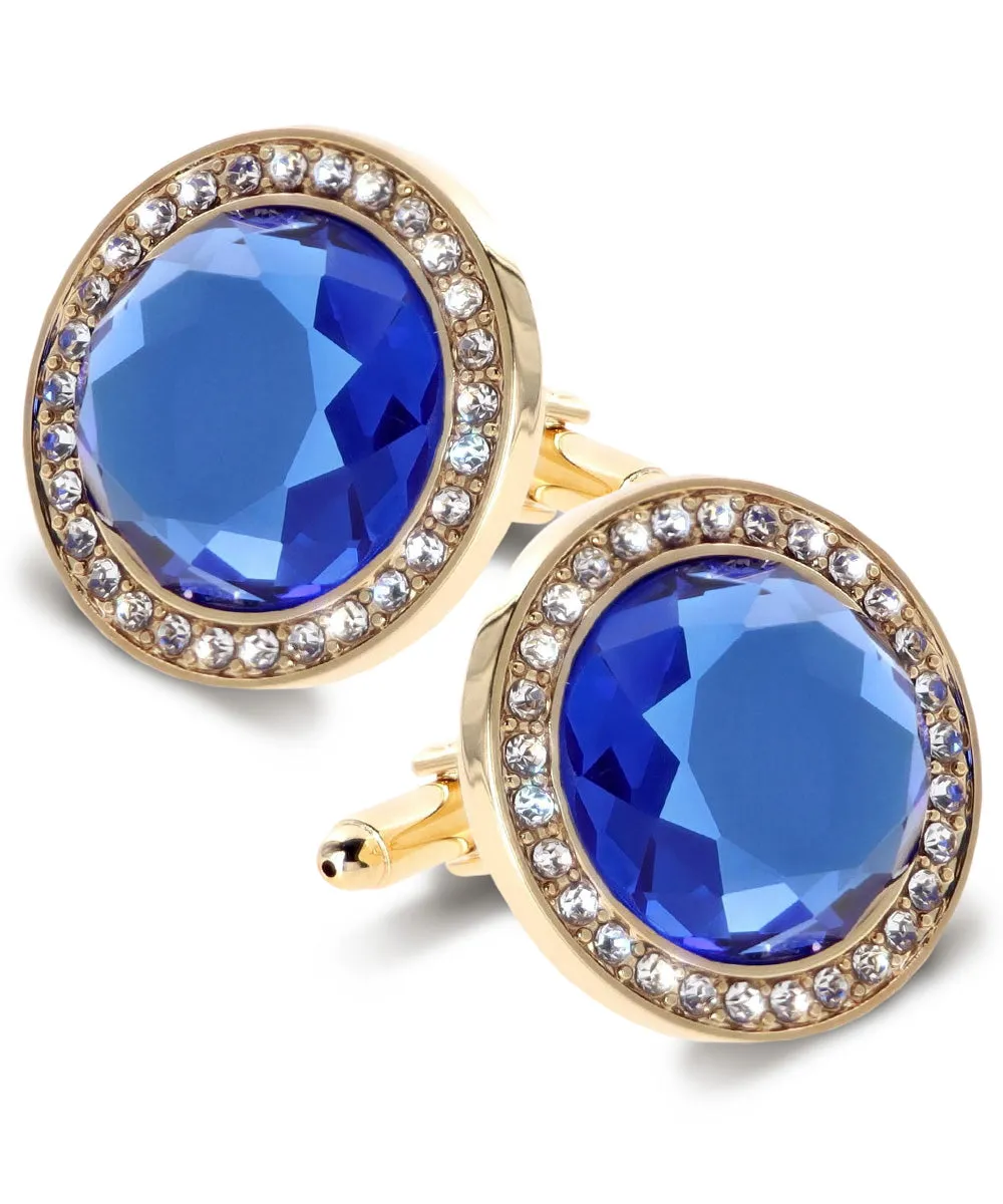 Vittorio Vico Discus Crystal Colorstone Bling Cufflinks: CL11XX Series