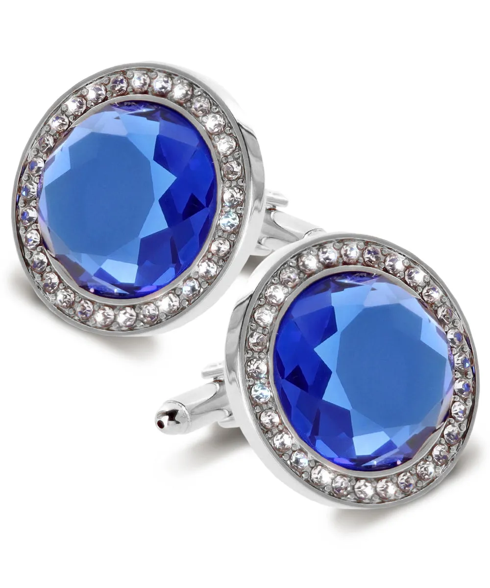 Vittorio Vico Discus Crystal Colorstone Bling Cufflinks: CL11XX Series