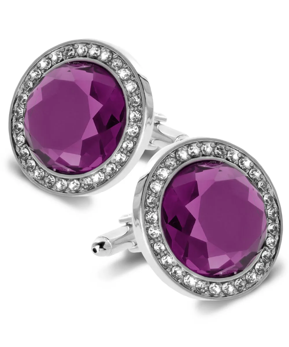 Vittorio Vico Discus Crystal Colorstone Bling Cufflinks: CL11XX Series