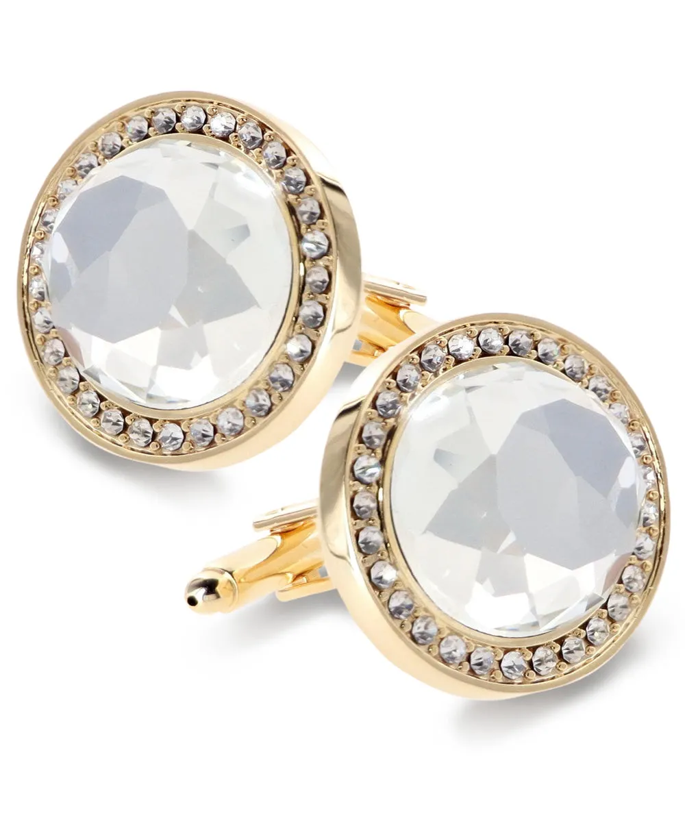 Vittorio Vico Discus Crystal Colorstone Bling Cufflinks: CL11XX Series