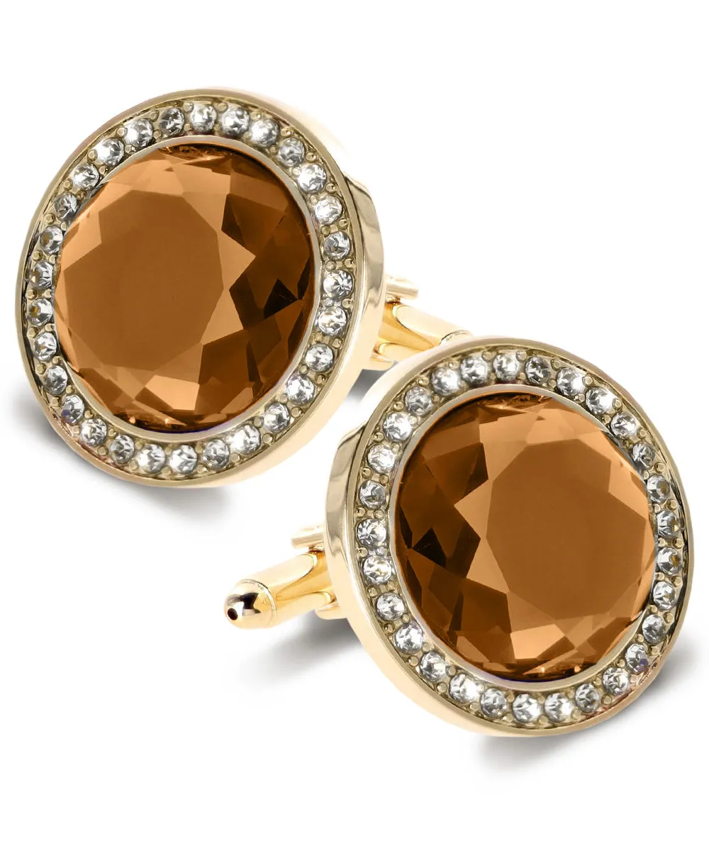 Vittorio Vico Discus Crystal Colorstone Bling Cufflinks: CL11XX Series