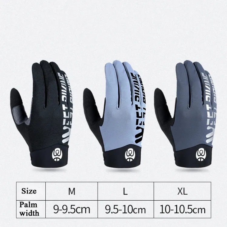 WEST BIKING YP0211214 Long Finger Shock Absorption Non-Slip Touch Screen Gloves Cycling Sports Gloves, Size: M(Gray)