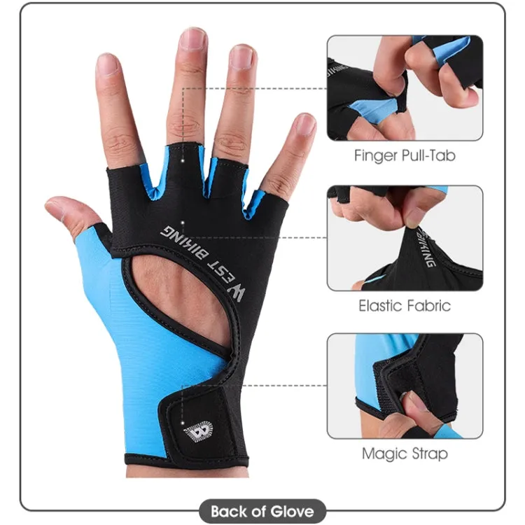 WEST BIKING YP0211217 Cycling Breathable Silicone Palm Gloves Fitness Training Wrist Guard Sports Gloves, Size: M(Black Blue)