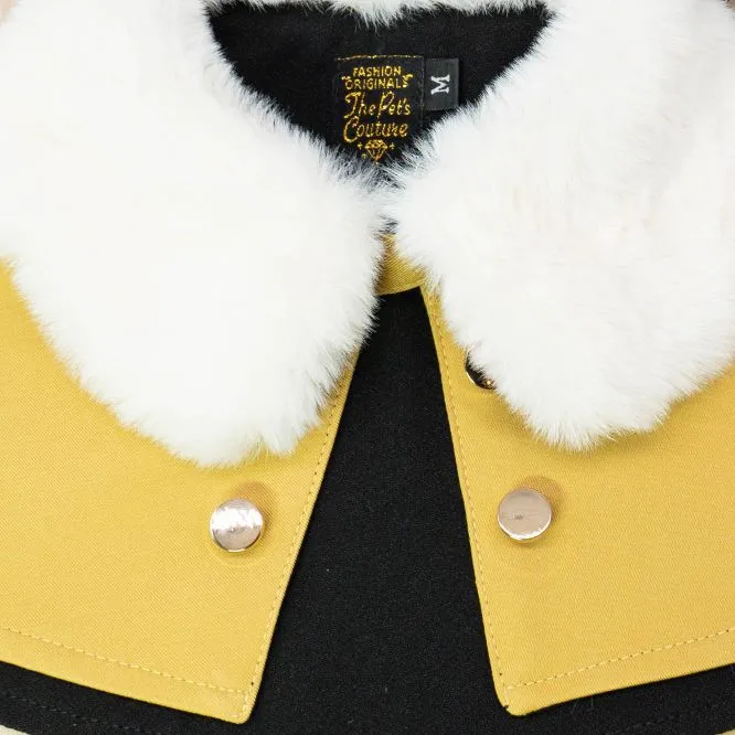 White Faux Fur Trench Coat in Goldenrod