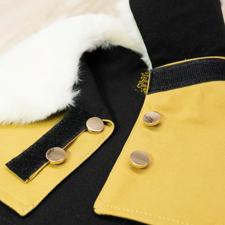 White Faux Fur Trench Coat in Goldenrod