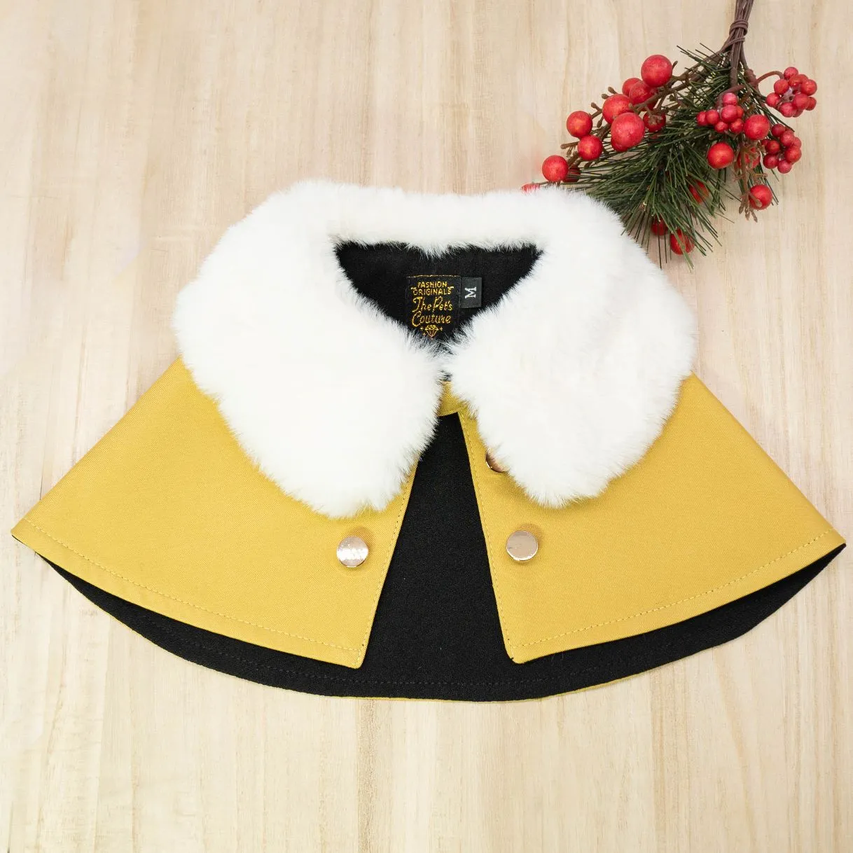 White Faux Fur Trench Coat in Goldenrod