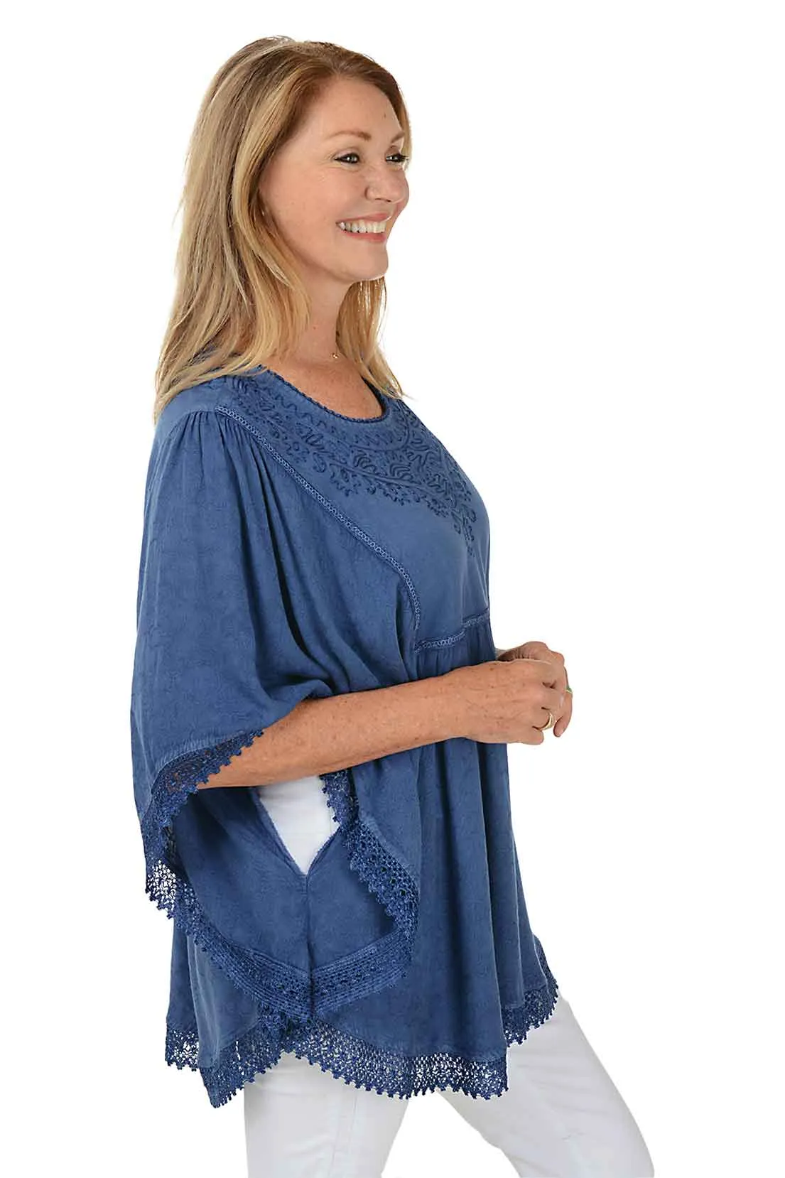 Whitney Embroidered Poncho Blouse