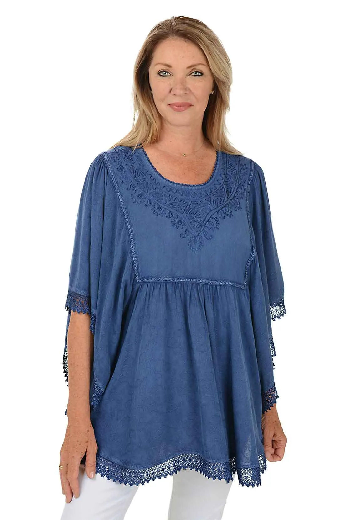 Whitney Embroidered Poncho Blouse