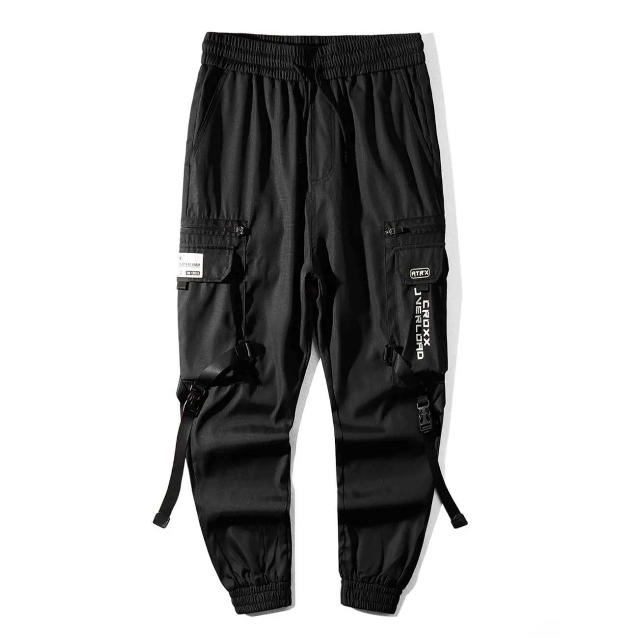 WLS Dark Combat Ribbons Zip Up Pockets Cargo Pants