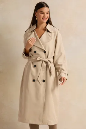 Women Ivory Belted Trench Coat