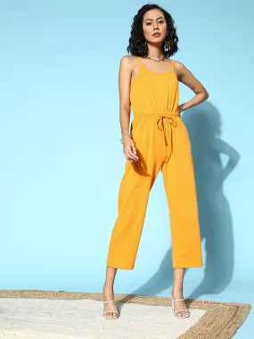 Women Mustard Strappy Jumpsuit