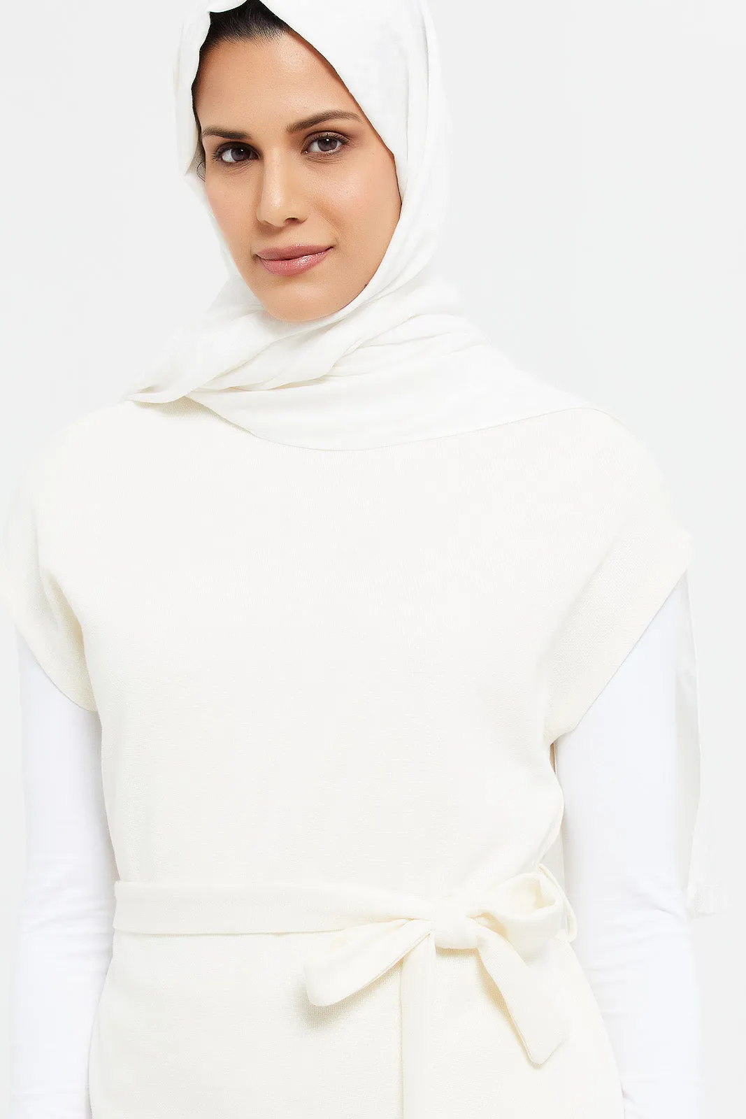 Women White Jersey Poncho