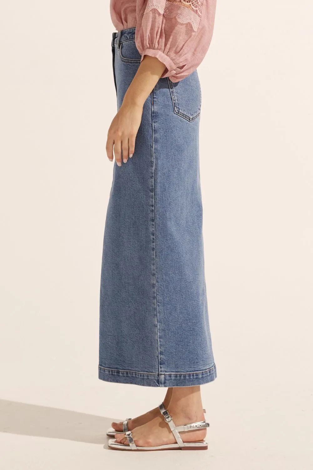 ZOE KRATZMANN | MERIDIAN SKIRT/MID WASH DENIM