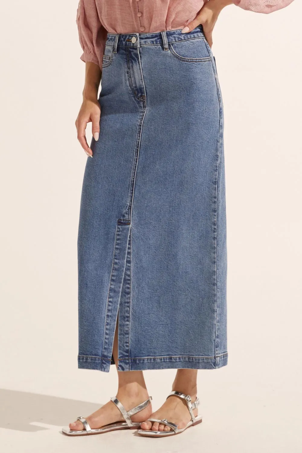 ZOE KRATZMANN | MERIDIAN SKIRT/MID WASH DENIM